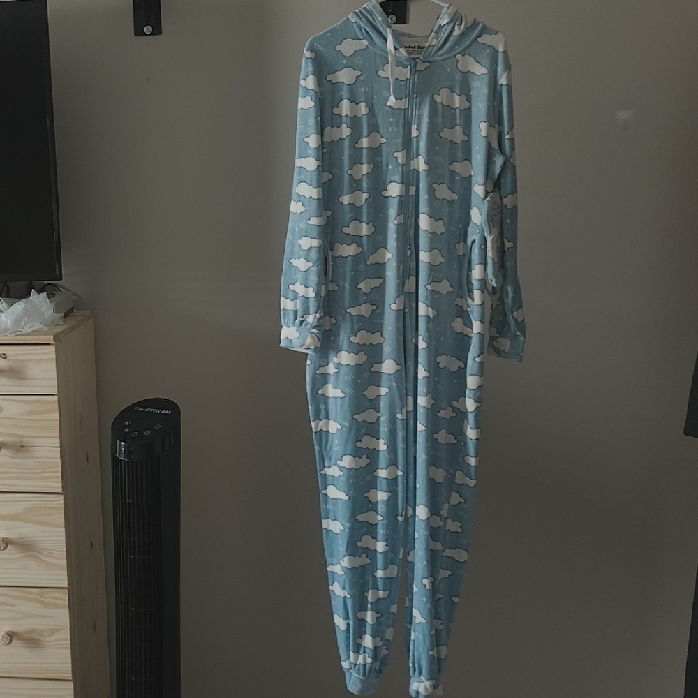 Blue Cloud Onesie Pajama With Eye Mask